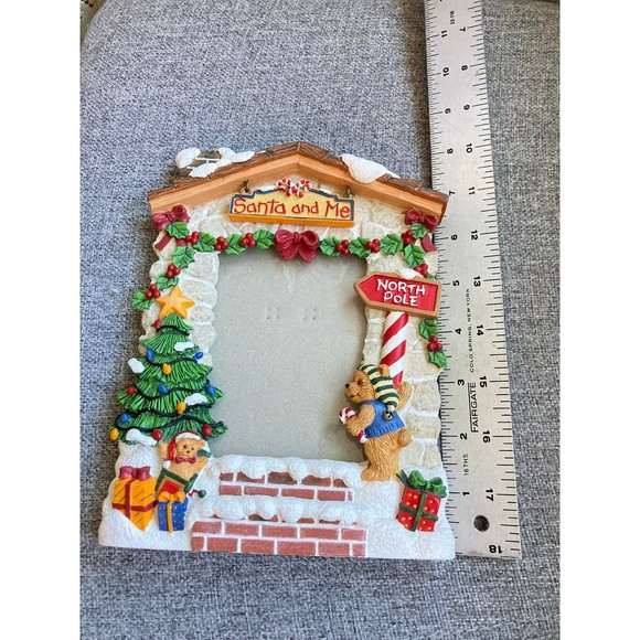 Vtg 1998 FIGI Santa & Me Resin Christmas Photo Frame North Pole - Fits 3.5 x 5 - Picture 3 of 5